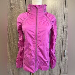 LULULEMON Pink Zip Up Windbreaker Jacket w/ packable hood & ponytail hole Sz 4